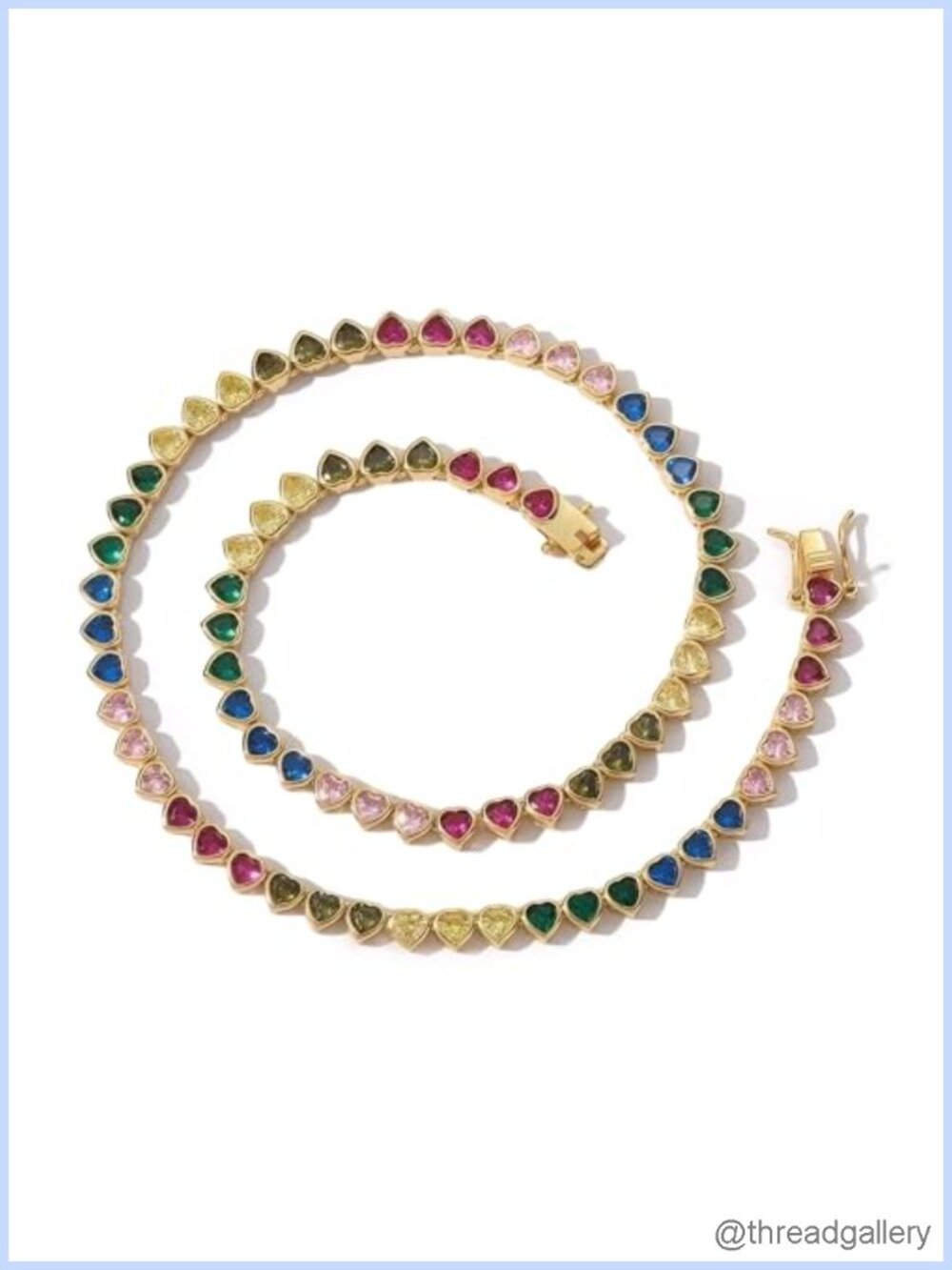 Rainbow Heart CZ Tennis Chain 18 Inch Iced Out Choker Necklace Hip Hop Gift